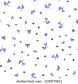 Dark BLUE vector seamless abstract backdrop with leaves. Doodle illustration of leaves in Origami style with gradient. Pattern for trendy fabric, wallpapers.