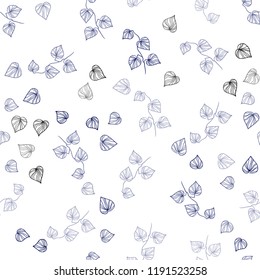 Dark BLUE vector seamless abstract design with leaves. Creative illustration in blurred style with leaves. Template for business cards, websites.