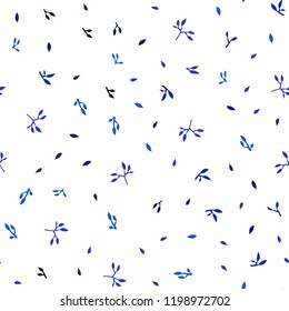 Dark BLUE vector seamless abstract backdrop with leaves. Brand new colored illustration in blurry style with leaves. Design for textile, fabric, wallpapers.