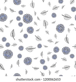 Dark BLUE vector seamless abstract backdrop with leaves, flowers. Creative illustration in blurred style with leaves, flowers. Pattern for design of fabric, wallpapers.
