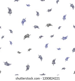 Dark BLUE vector seamless abstract background with leaves. Glitter abstract illustration with doodles and leaves. Pattern for trendy fabric, wallpapers.