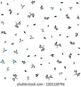 Dark BLUE vector seamless abstract design with leaves. Decorative illustration with doodles on abstract template. Pattern for design of window blinds, curtains.