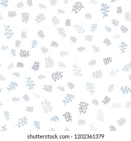 Dark BLUE vector seamless abstract design with leaves, branches. Modern abstract illustration with leaves and branches. Pattern for design of window blinds, curtains.