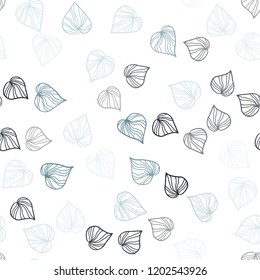 Dark BLUE vector seamless abstract backdrop with leaves. Doodle illustration of leaves in Origami style with gradient. Design for textile, fabric, wallpapers.