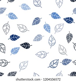 Dark BLUE vector seamless abstract pattern with leaves. An elegant bright illustration with leaves in Natural style. Design for textile, fabric, wallpapers.