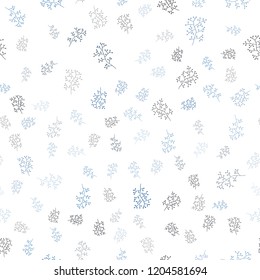 Dark BLUE vector seamless abstract design with leaves, branches. Colorful illustration in doodle style with leaves, branches. Template for business cards, websites.