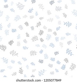Dark BLUE vector seamless abstract background with leaves, branches. Colorful abstract illustration with leaves in doodle style. Template for business cards, websites.