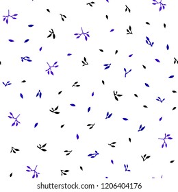 Dark BLUE vector seamless abstract backdrop with leaves. Shining colored illustration with leaves in doodle style. Pattern for trendy fabric, wallpapers.