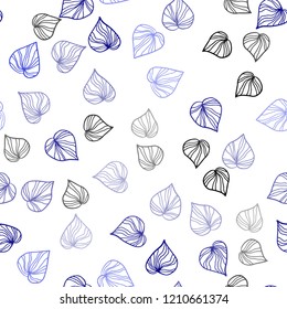 Dark BLUE vector seamless abstract background with leaves. Blurred decorative design in Indian style with leaves. Pattern for design of fabric, wallpapers.