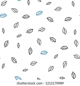 Dark BLUE vector seamless abstract background with leaves. Colorful abstract illustration with leaves in doodle style. Texture for window blinds, curtains.