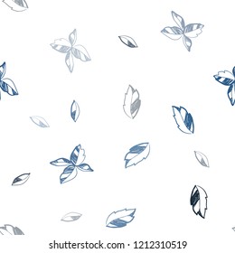 Dark BLUE vector seamless abstract design with leaves. Brand new colored illustration in blurry style with leaves. Pattern for trendy fabric, wallpapers.