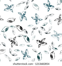 Dark BLUE vector seamless abstract pattern with leaves. Blurred decorative design in Indian style with leaves. Pattern for design of window blinds, curtains.