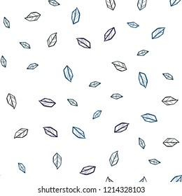 Dark BLUE vector seamless abstract background with leaves. Shining colored illustration with leaves in doodle style. Pattern for trendy fabric, wallpapers.