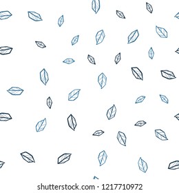 Dark BLUE vector seamless abstract backdrop with leaves. Glitter abstract illustration with doodles and leaves. Pattern for trendy fabric, wallpapers.