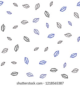 Dark BLUE vector seamless abstract pattern with leaves. Creative illustration in blurred style with leaves. Template for business cards, websites.