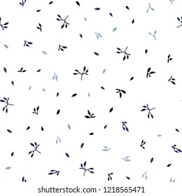 Dark BLUE vector seamless abstract backdrop with leaves. Shining colored illustration with leaves in doodle style. Pattern for trendy fabric, wallpapers.