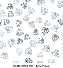 Dark BLUE vector seamless abstract background with leaves. Blurred decorative design in Indian style with leaves. Design for textile, fabric, wallpapers.
