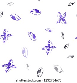 Dark BLUE vector seamless abstract pattern with leaves. Colorful illustration in doodle style with leaves. Design for textile, fabric, wallpapers.