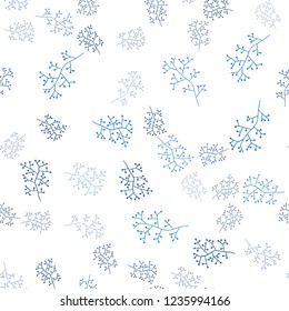 Dark BLUE vector seamless abstract backdrop with branches. Creative illustration in blurred style with leaves, branches. Texture for window blinds, curtains.