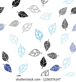Dark BLUE vector seamless abstract pattern with leaves. Modern geometrical abstract illustration with leaves. Pattern for trendy fabric, wallpapers.