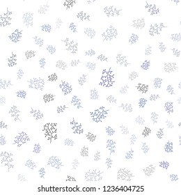 Dark BLUE vector seamless abstract pattern with leaves, branches. Glitter abstract illustration with leaves and branches. Trendy design for wallpaper, fabric makers.