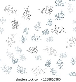 Dark BLUE vector seamless abstract design with branches. Leaves, branches in natural style on white background. Pattern for trendy fabric, wallpapers.