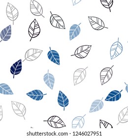 Dark BLUE vector seamless abstract background with leaves. Creative illustration in blurred style with leaves. Pattern for trendy fabric, wallpapers.