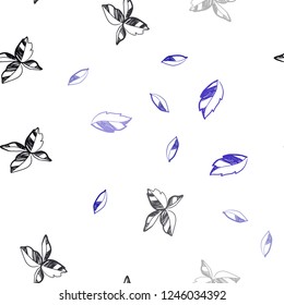 Dark BLUE vector seamless abstract background with leaves. Creative illustration in blurred style with leaves. Template for business cards, websites.