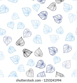 Dark BLUE vector seamless abstract design with leaves. Colorful abstract illustration with leaves in doodle style. Design for textile, fabric, wallpapers.