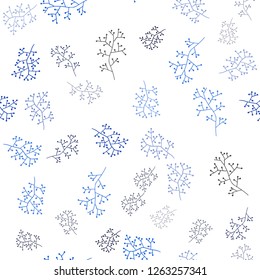 Dark BLUE vector seamless abstract pattern with branches. Abstract illustration with leaves, branches in doodles style. Pattern for design of fabric, wallpapers.