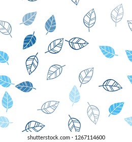 Dark BLUE vector seamless abstract design with leaves. Creative illustration in blurred style with leaves. Pattern for design of fabric, wallpapers.