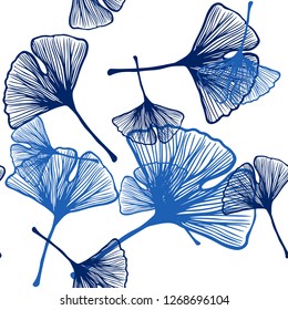 Dark BLUE vector seamless abstract design with leaves. Brand new colored illustration in blurry style with leaves. Design for textile, fabric, wallpapers.