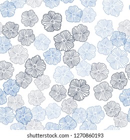 Dark BLUE vector seamless abstract design with flowers. An elegant bright illustration with flowers. Design for textile, fabric, wallpapers.