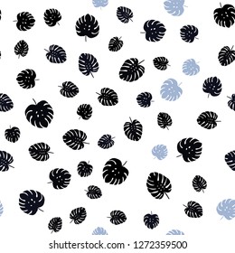 Dark BLUE vector seamless abstract backdrop with leaves. Blurred decorative design in Indian style with leaves. Design for wallpaper, fabric makers.