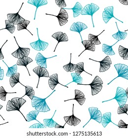 Dark BLUE vector seamless abstract design with leaves. An elegant bright illustration with leaves in Natural style. Texture for window blinds, curtains.