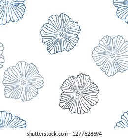 Dark BLUE vector seamless abstract background with flowers. Shining colored illustration with flowers. Design for textile, fabric, wallpapers.