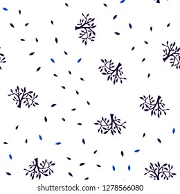 Dark BLUE vector seamless abstract design with leaves, branches. Doodle illustration of leaves and branches in Origami style. Pattern for trendy fabric, wallpapers.