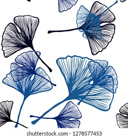 Dark BLUE vector seamless abstract design with leaves. Brand new colored illustration in blurry style with leaves. Design for textile, fabric, wallpapers.