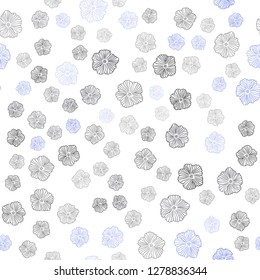 Dark BLUE vector seamless abstract background with flowers. An elegant bright illustration with flowers. Texture for window blinds, curtains.