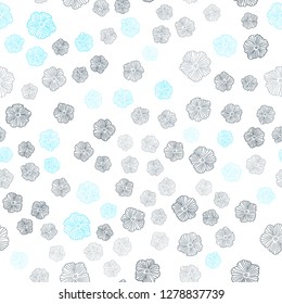 Dark BLUE vector seamless abstract design with flowers. Creative illustration in blurred style with flowers. Texture for window blinds, curtains.