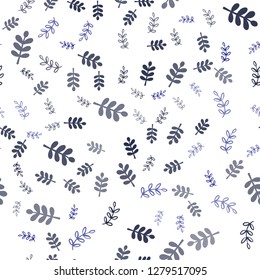 Dark BLUE vector seamless abstract backdrop with leaves, branches. Modern abstract illustration with leaves and branches. Design for textile, fabric, wallpapers.