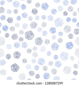 Dark BLUE vector seamless abstract background with flowers. Brand new colored illustration with flowers. Design for wallpaper, fabric makers.