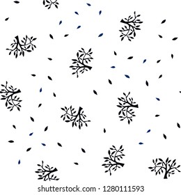 Dark BLUE vector seamless abstract design with leaves, branches. Shining colored illustration with leaves and branches. Pattern for trendy fabric, wallpapers.
