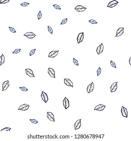 Dark BLUE vector seamless abstract background with leaves. Colorful abstract illustration with leaves in doodle style. Texture for window blinds, curtains.