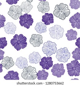 Dark BLUE vector seamless abstract design with flowers. Modern abstract illustration with flowers. Pattern for design of fabric, wallpapers.