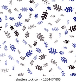 Dark BLUE vector seamless abstract design with leaves, branches. Creative illustration in blurred style with leaves, branches. Texture for window blinds, curtains.