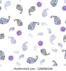 Dark BLUE vector seamless abstract pattern with leaves and flowers. Glitter abstract illustration with leaves and flowers. Pattern for trendy fabric, wallpapers.