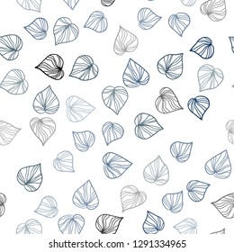 Dark BLUE vector seamless abstract backdrop with leaves. Blurred decorative design in Indian style with leaves. Trendy design for wallpaper, fabric makers.