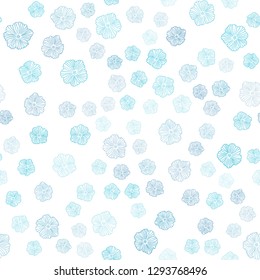 Dark BLUE vector seamless abstract background with flowers. Flowers in natural style on white background. Design for textile, fabric, wallpapers.