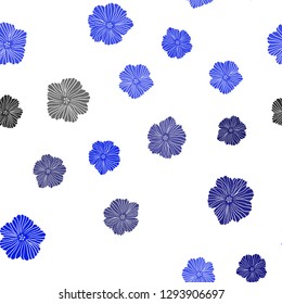 Dark BLUE vector seamless abstract backdrop with flowers. Flowers with gradient on white background. Design for textile, fabric, wallpapers.